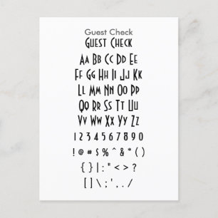 Guest Karo - Zazzle Schriftart Sampler Sheet Postkarte