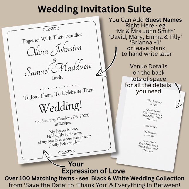 Guest Names, Black & White with Infinity Scroll Einladung (Von Creator hochgeladen)