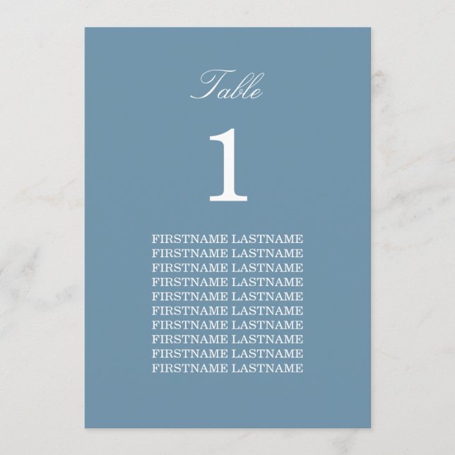Guest Names Dusty Blue Table Card (Vorderseite)