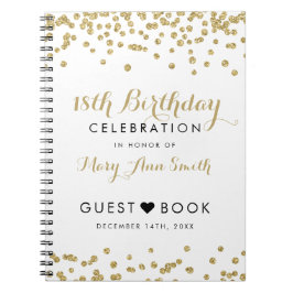 Guestbook-18. Geburtstags-GoldGlitzerConfetti Notizblock