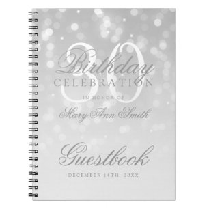 Guestbook-30. Geburtstag silbernes Bokeh Notizblock