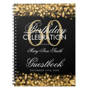 Guestbook-60. Geburtstags-Party-Glitzern-Gold Notizblock