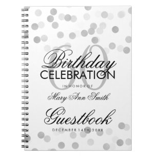 Guestbook-60. Geburtstags-silberne Notizblock
