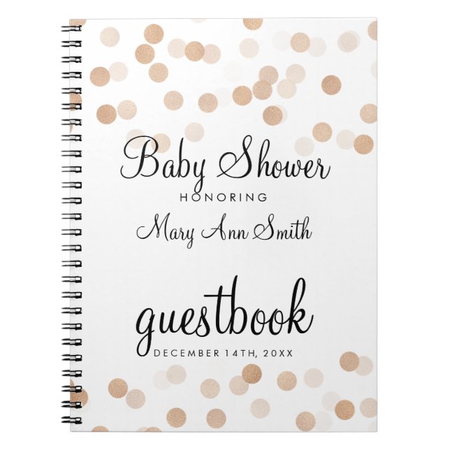 Guestbook Baby Shower Copper Foil Glitter Lights Notizblock (Vorderseite)