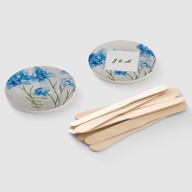 Guestbook Wedding Blue Flowers  Fächer (Non-assembled)