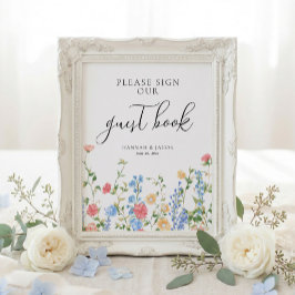 Guestbook Wildflower Wedding Sign Poster