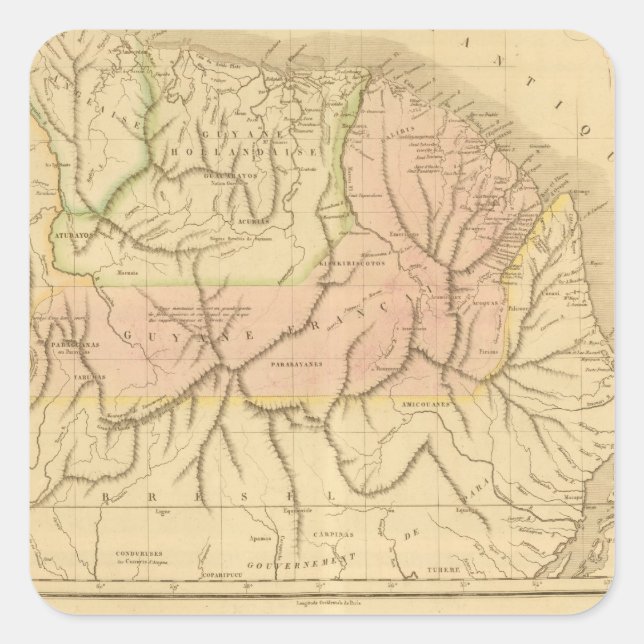 Guiana Quadratischer Aufkleber (Vorderseite)