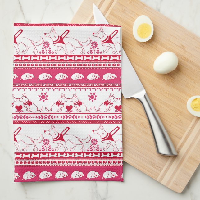 Guide Dog Tale Shepherdmuster - Rot - Geschirrtuch (Viertel Falte)