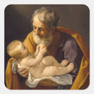 Guido Reni - der Heilige Joseph und das Christuski Quadratischer Aufkleber