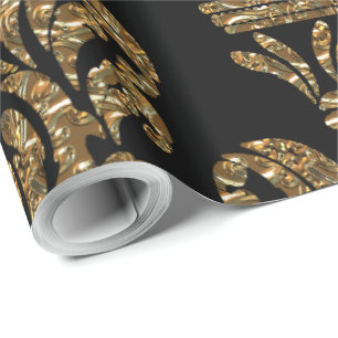 GuildHall Regal 76cm x 76cm Schwarzer Damast Geschenkpapier