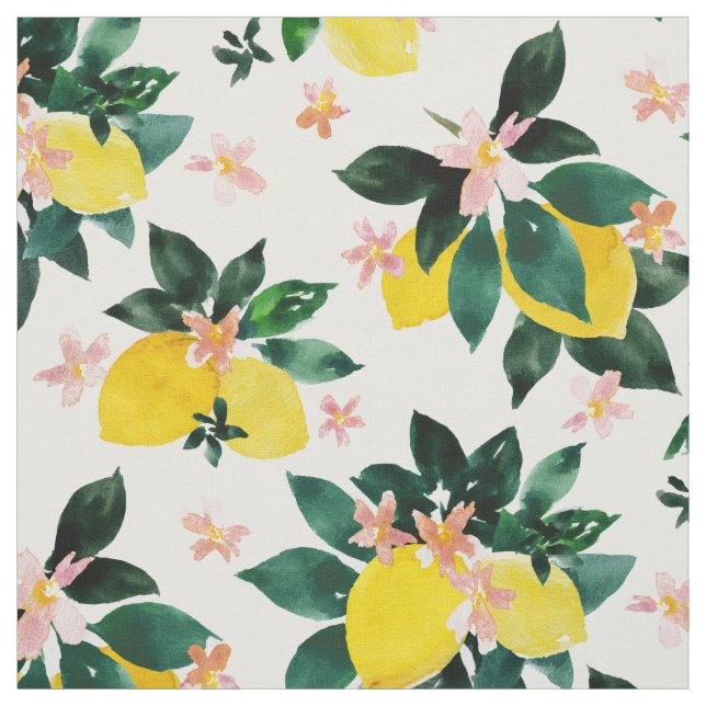 GUILIETTA'S JUICE Citrus Watercolor Lemon Print Stoff (Muster)