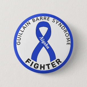 Guillain-Barre-Syndrom Fighter Ribbon White Button