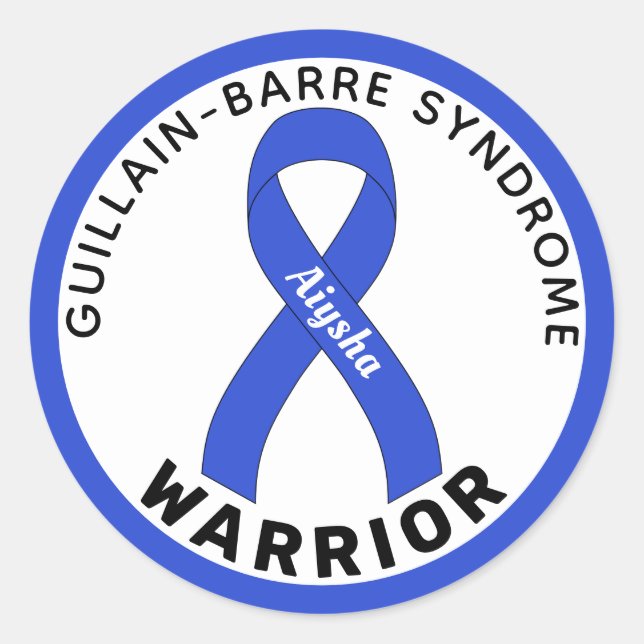 Guillain-Barre-Syndrom Warrior Ribbon White Runder Aufkleber (Vorderseite)