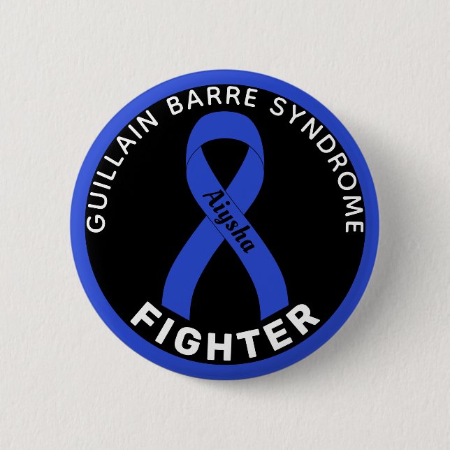 Guillain Barre Syndrome Fighter Ribbon Black Button (Vorderseite)