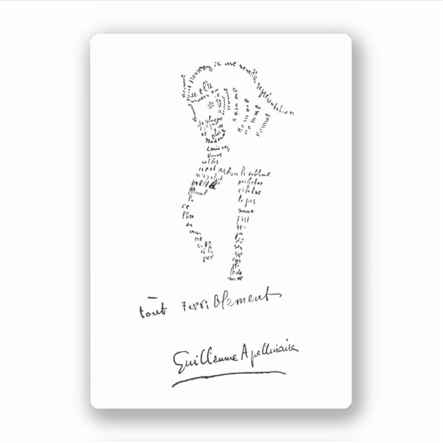 Guillaume Apollinaire, Calligram Cheval Aufkleber (Vorderseite)