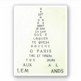 Guillaume Apollinaire, Eiffel Calligram Aufkleber