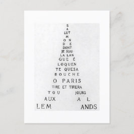 Guillaume Apollinaire, Eiffel Calligram Postkarte