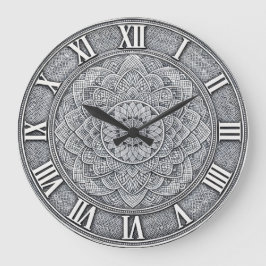 Guilloché-Römische Ziffern — Luxuriöses gravierte Große Wanduhr