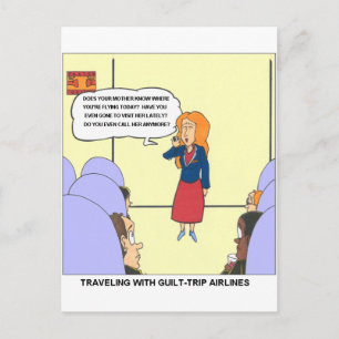 Guilt Trip Airlines Funny Cartoon Geschenke & T-Sh Postkarte