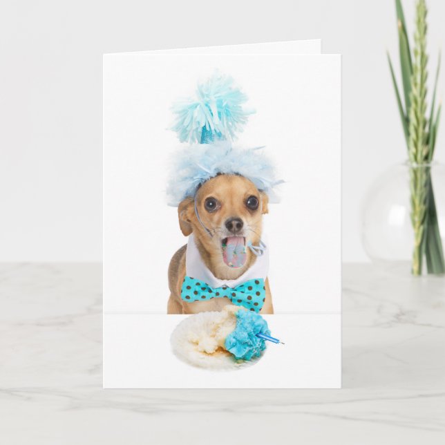 Guilty Dog Eating Birthday Cake Greeting Card Karte (Vorderseite)