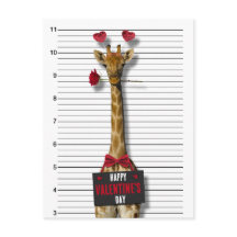 Guilty Giraffe Mugshot Funny Happy Valentine's Day