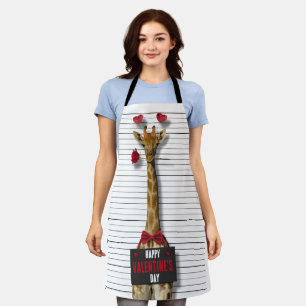 Guilty Mugshot Giraffe Funny Happy Valentine's Day Schürze