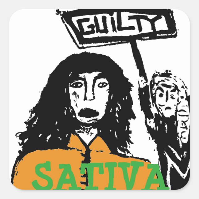 GUILTY SATIVA QUADRATISCHER AUFKLEBER (Vorderseite)