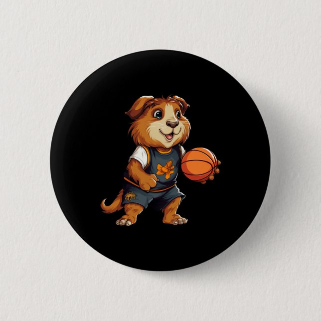 Guinea Basketball Schweine Button (Vorderseite)