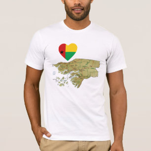 Guinea-Bissau Flag Herzstück und Karte T - Shirt