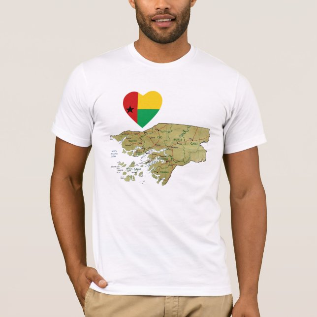 Guinea-Bissau Flag Herzstück und Karte T - Shirt (Vorderseite)