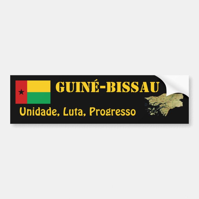 Guinea-Bissau Flag + Karte Autoaufkleber (Vorne)