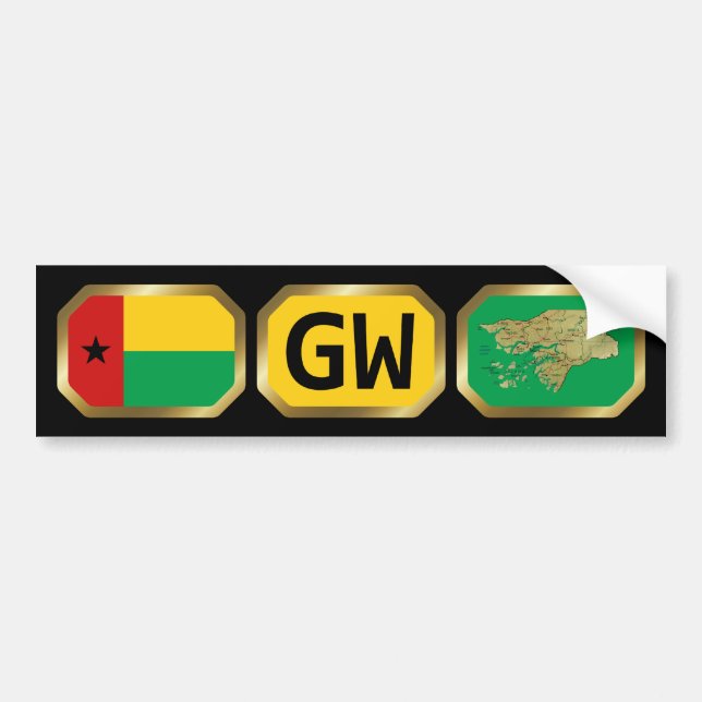 Guinea-Bissau-Flag-Map-Autoaufkleber Autoaufkleber (Vorne)