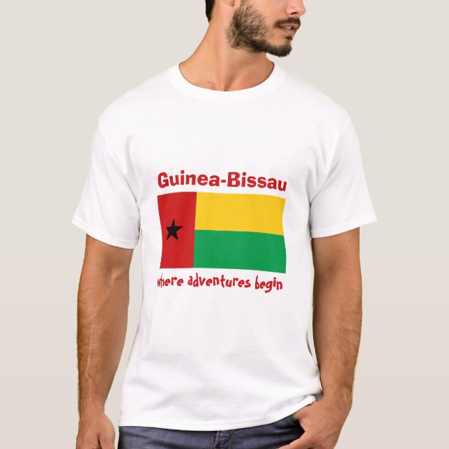 Guinea-Bissau Flagge + Karte + Text-T - Shirt (Vorderseite)