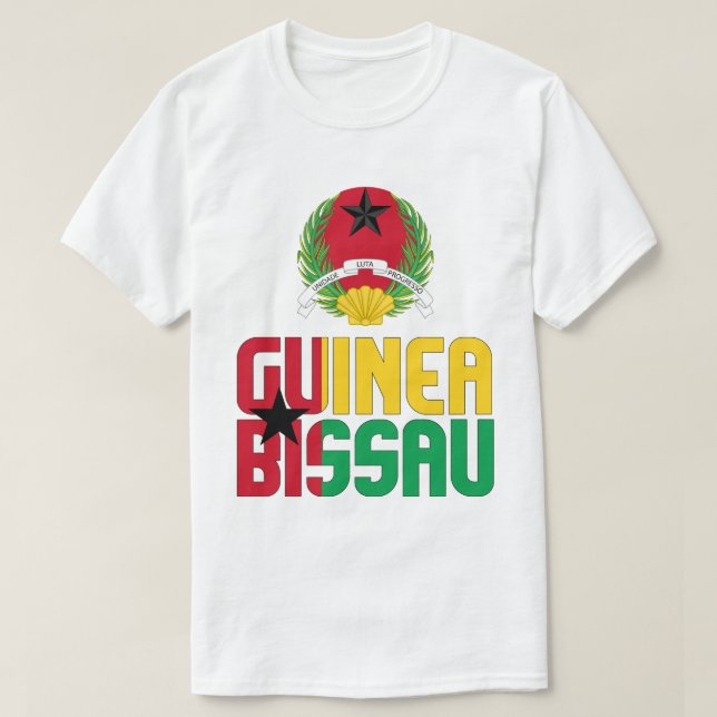 Guinea-Bissau-Flagge und Wappen-Patriotik T-Shirt (Design vorne)