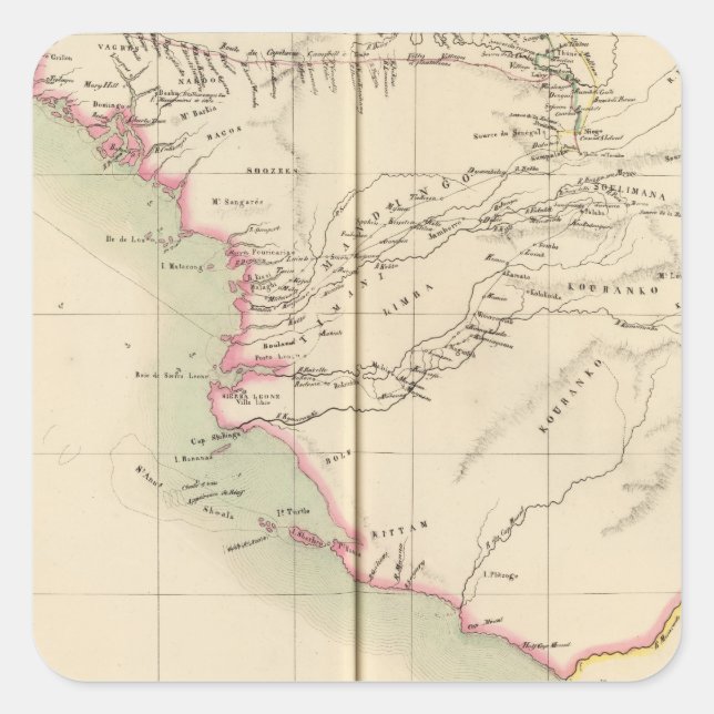 Guinea Bissau Guinea Sierra Leone, Afrika Quadratischer Aufkleber (Vorderseite)