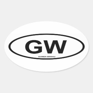 Guinea-Bissau "GW" Ovaler Aufkleber