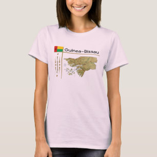 Guinea-Bissau-Karte + Flag + Titel-T - Shirt