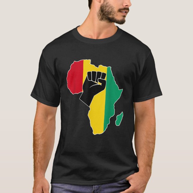 Guinea Conakry Flag Afrika Karte Rasta Farben erhö T-Shirt (Vorderseite)