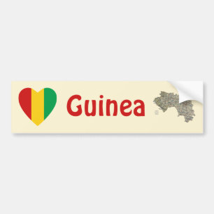 Guinea-Conakry-Flagge Herz + Karte Aufkleber für S Autoaufkleber