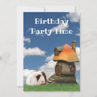 Guinea der Geburtstagsparty Pig Mushroom House Einladung