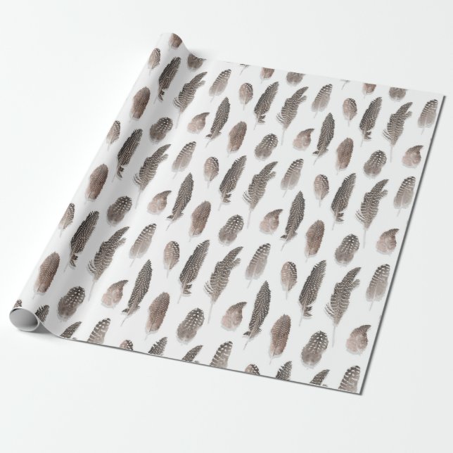 Guinea Farm Bird Feather Muster Geschenkpapier (Ungerollt)