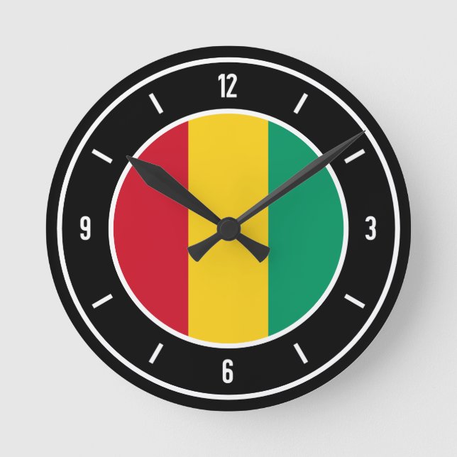 Guinea Flag Elegant Runde Wanduhr (Vorderseite)