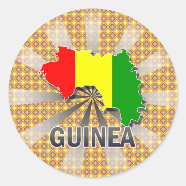 Guinea Flag Map 2.0 Runder Aufkleber (Vorderseite)