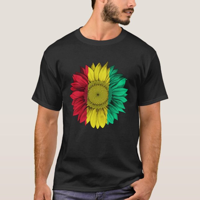 Guinea Flag Sunflower Guinean Roots Proud Patrioti T-Shirt (Vorderseite)