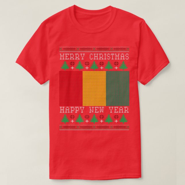 Guinea Flag Ugly Christmas T-Shirt (Design vorne)