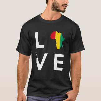 Guinea-Flagge Liebe Afrika Kontinent Silhouette fü T-Shirt