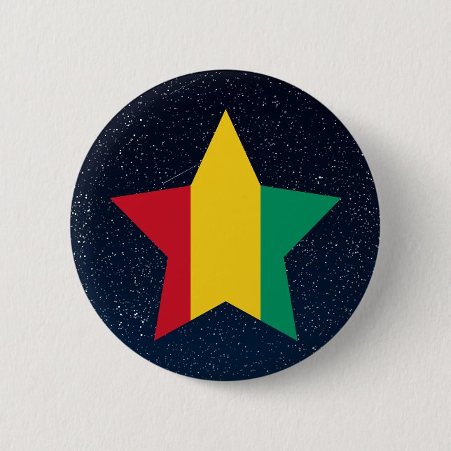 Guinea-Flaggen-Stern im Raum Button (Vorderseite)