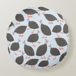 Guinea Fowl Blue Pattern Rundes Kissen