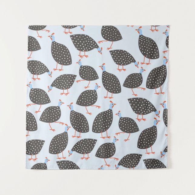 Guinea Fowl Blue Pattern Wandteppich (Vorderseite)