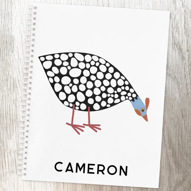 Guinea Fowl Fun Personalisiert Notizbuch (Fun personalized custom name guineafowl notebook with choice of cover type and interior paper style)
